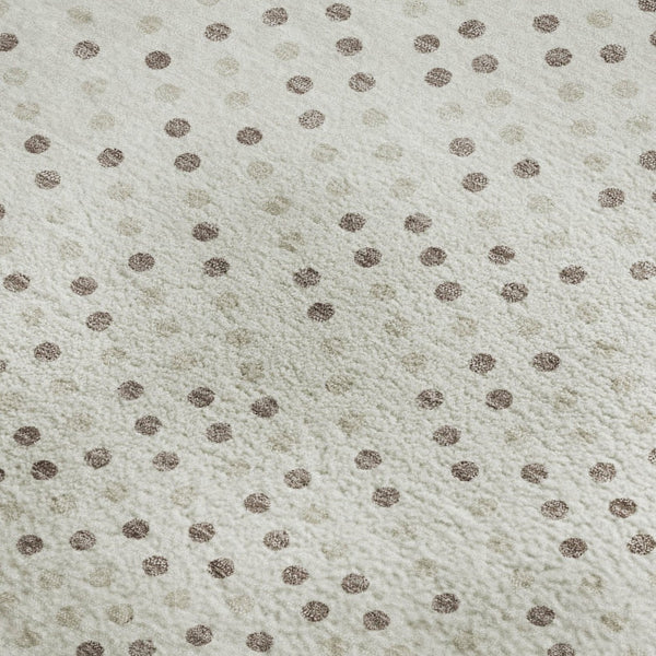 HomeRoots 5' X 8' Washable Ivory Beige & Taupe Polka Dot Area Rug with UV Protection for Active Homes 680171