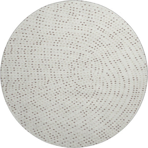 HomeRoots 8' Ivory Beige & Taupe Polka Dot Washable Round Rug - Durable, Stain Resistant, UV Protected Comfort 680172