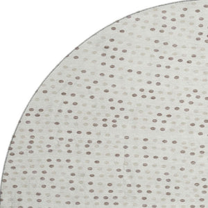 HomeRoots 8' Ivory Beige & Taupe Polka Dot Washable Round Rug - Durable, Stain Resistant, UV Protected Comfort 680172