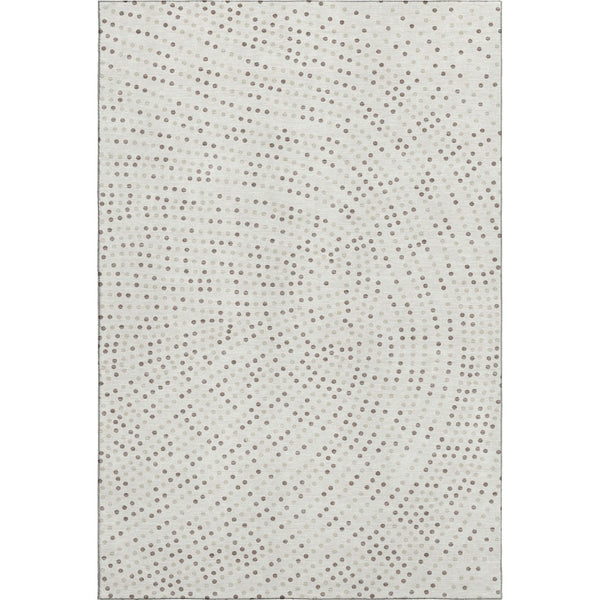 HomeRoots 8' X 10' Ivory Beige Taupe Polka Dot Rug – Washable, UV Protected, & Stain Resistant for Modern Homes 680173