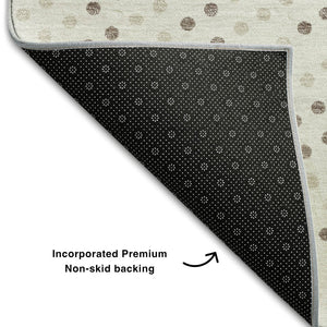 HomeRoots 9' X 12' Washable Area Rug in Ivory, Beige & Taupe Polka Dot - Durable, Stain-Resistant & UV Protected 680174
