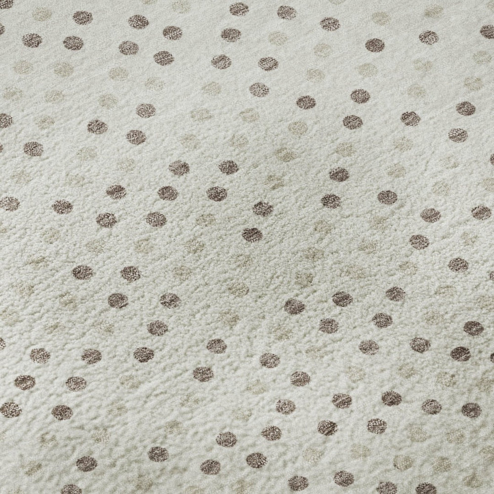 HomeRoots 9' X 12' Washable Area Rug in Ivory, Beige & Taupe Polka Dot - Durable, Stain-Resistant & UV Protected 680174