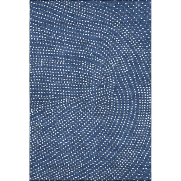 HomeRoots 5' X 8' Washable Navy Blue, Ivory & Gray Polka Dot Area Rug with UV Protection for High-Traffic Spaces 680177