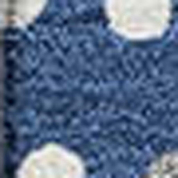 HomeRoots 8' X 10' Playful Navy Blue, Ivory & Gray Polka Dot Washable Area Rug with UV Protection & Durability 680179