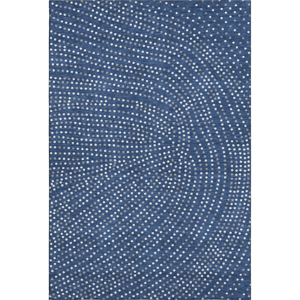 HomeRoots 9' X 12' Navy Blue Polka Dot Area Rug - Washable, UV-Protected, Kid & Pet-Friendly for Any Space 680180