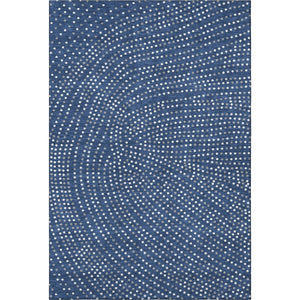 HomeRoots 9' X 12' Navy Blue Polka Dot Area Rug - Washable, UV-Protected, Kid & Pet-Friendly for Any Space 680180