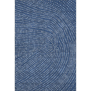 HomeRoots 10' X 14' Navy Blue Polka Dot Washable Area Rug - Stain-Resistant, UV Protected for Family Spaces 680181