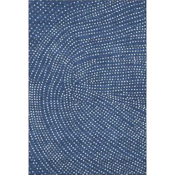 HomeRoots 10' X 14' Navy Blue Polka Dot Washable Area Rug - Stain-Resistant, UV Protected for Family Spaces 680181