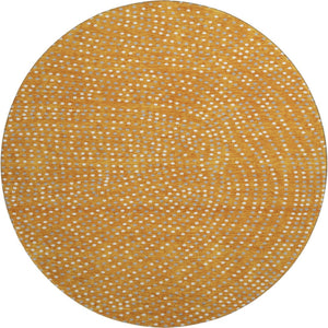 HomeRoots 8' Vibrant Polka Dot Round Rug in Orange, Gray & Ivory – Washable, UV Protected, Stain-Resistant! 680184