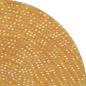 HomeRoots 8' Vibrant Polka Dot Round Rug in Orange, Gray & Ivory – Washable, UV Protected, Stain-Resistant! 680184