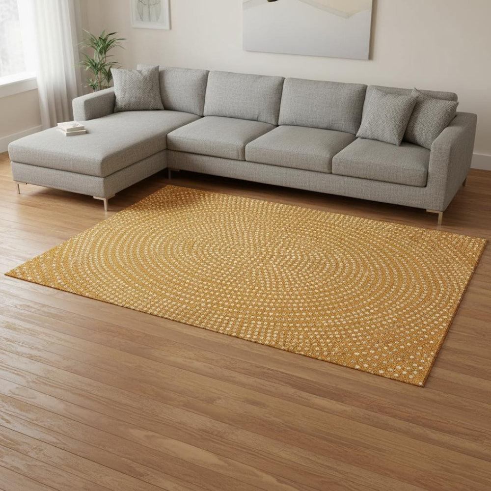 HomeRoots 9' X 12' Vibrant Orange Gray Ivory Polka Dot Washable Area Rug with UV Protection for Homes 680186
