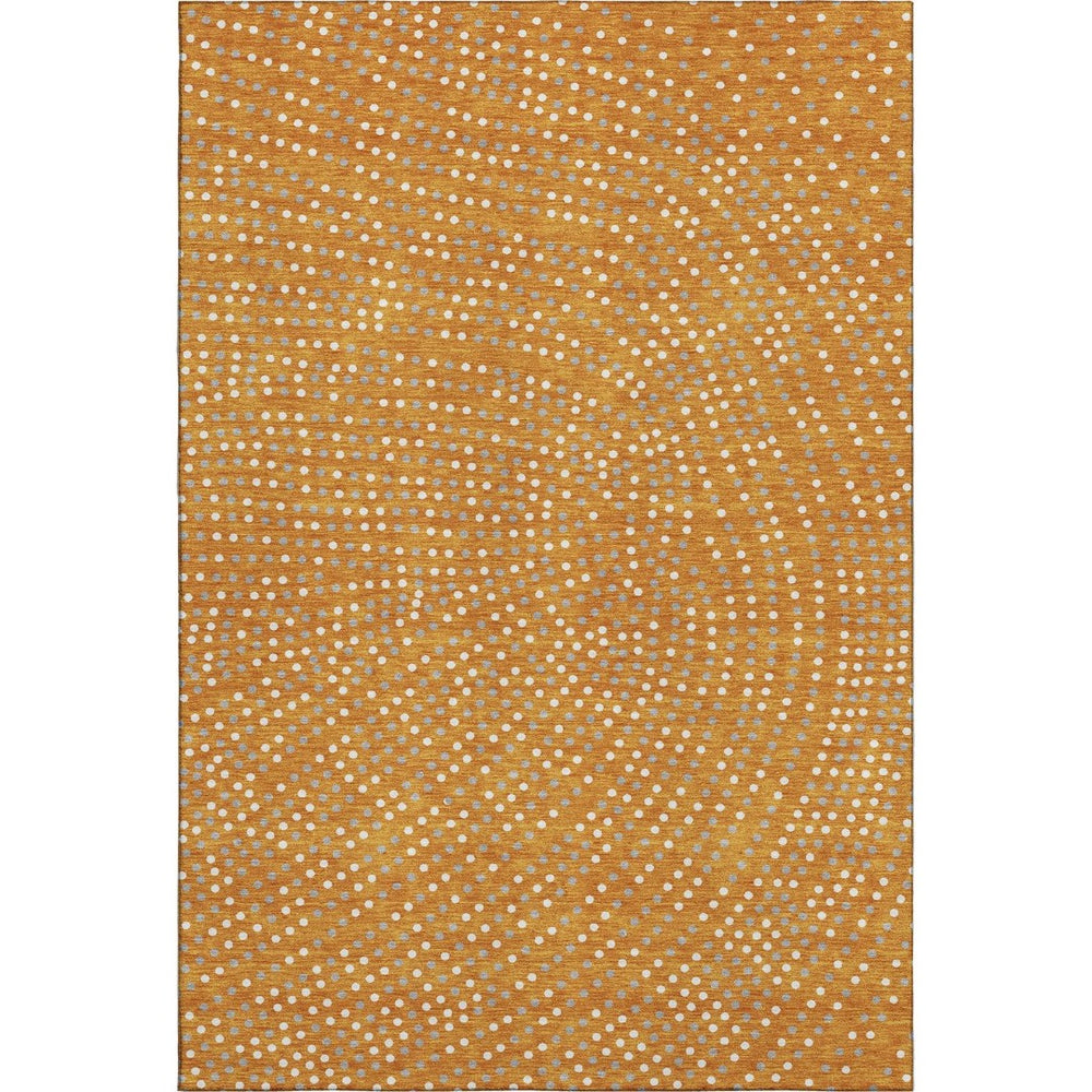 HomeRoots 9' X 12' Vibrant Orange Gray Ivory Polka Dot Washable Area Rug with UV Protection for Homes 680186