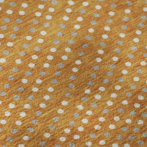 HomeRoots 9' X 12' Vibrant Orange Gray Ivory Polka Dot Washable Area Rug with UV Protection for Homes 680186