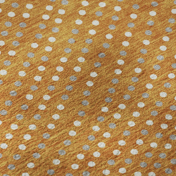 HomeRoots 9' X 12' Vibrant Orange Gray Ivory Polka Dot Washable Area Rug with UV Protection for Homes 680186