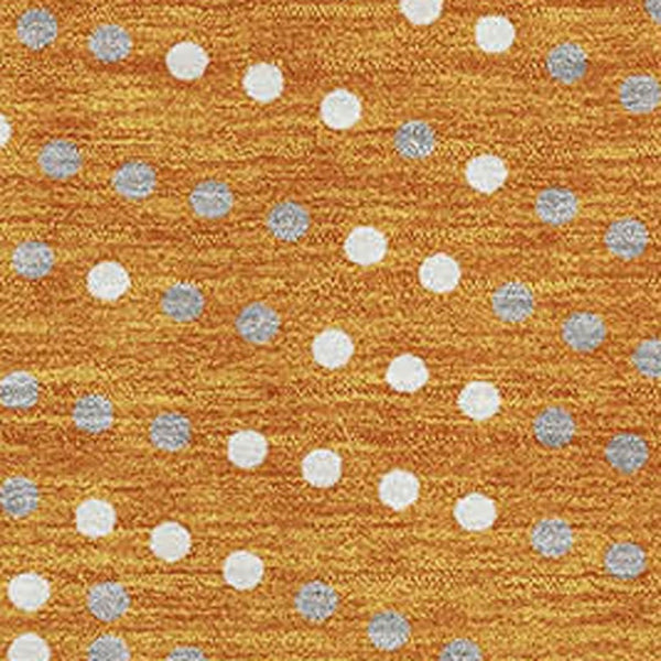 HomeRoots 10' Vibrant Orange, Gray & Ivory Polka Dot Area Rug - UV Protected, Washable & Perfect for Families! 680187