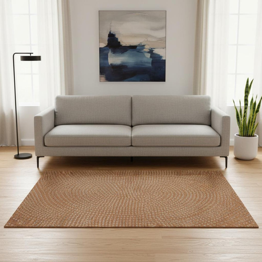 HomeRoots 5' X 8' Stylish Rust Copper & Gray Polka Dot Area Rug - Washable, Durable, UV Protection & Easy Care 680189