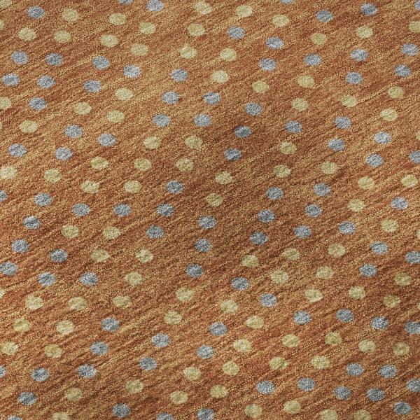 HomeRoots 8' Washable Round Rug in Rust Copper & Gray Polka Dots - UV-Protected, Durable & Stylish Décor Piece 680190