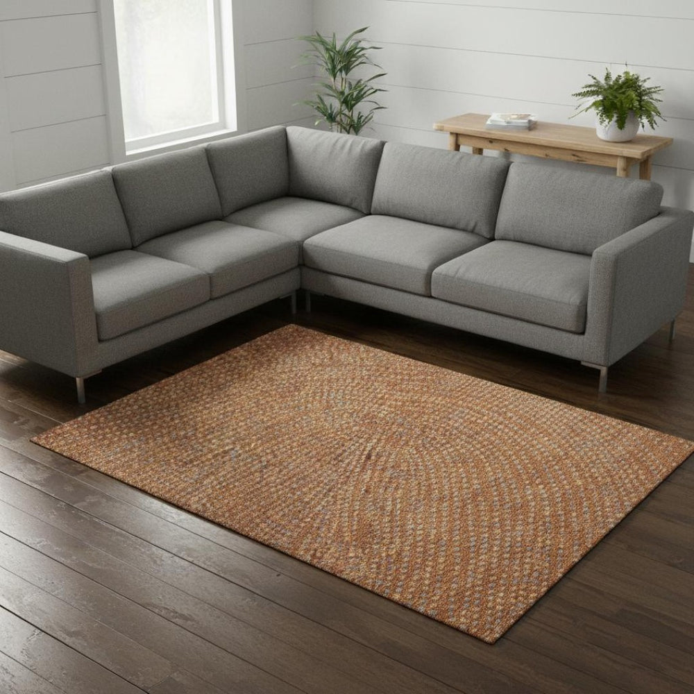 HomeRoots 8' X 10' Stylish Rust Copper & Gray Polka Dot Washable Area Rug with UV Protection for Families 680191