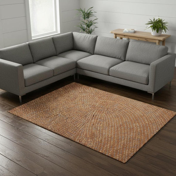 HomeRoots 8' X 10' Stylish Rust Copper & Gray Polka Dot Washable Area Rug with UV Protection for Families 680191
