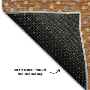 HomeRoots 8' X 10' Stylish Rust Copper & Gray Polka Dot Washable Area Rug with UV Protection for Families 680191