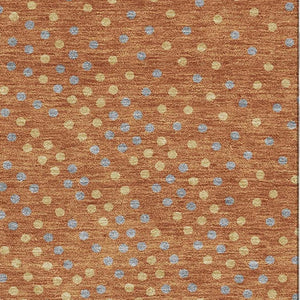 HomeRoots 8' X 10' Stylish Rust Copper & Gray Polka Dot Washable Area Rug with UV Protection for Families 680191