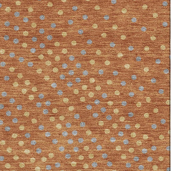 HomeRoots 8' X 10' Stylish Rust Copper & Gray Polka Dot Washable Area Rug with UV Protection for Families 680191