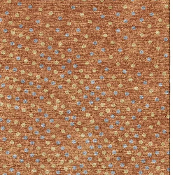 HomeRoots 8' X 10' Stylish Rust Copper & Gray Polka Dot Washable Area Rug with UV Protection for Families 680191