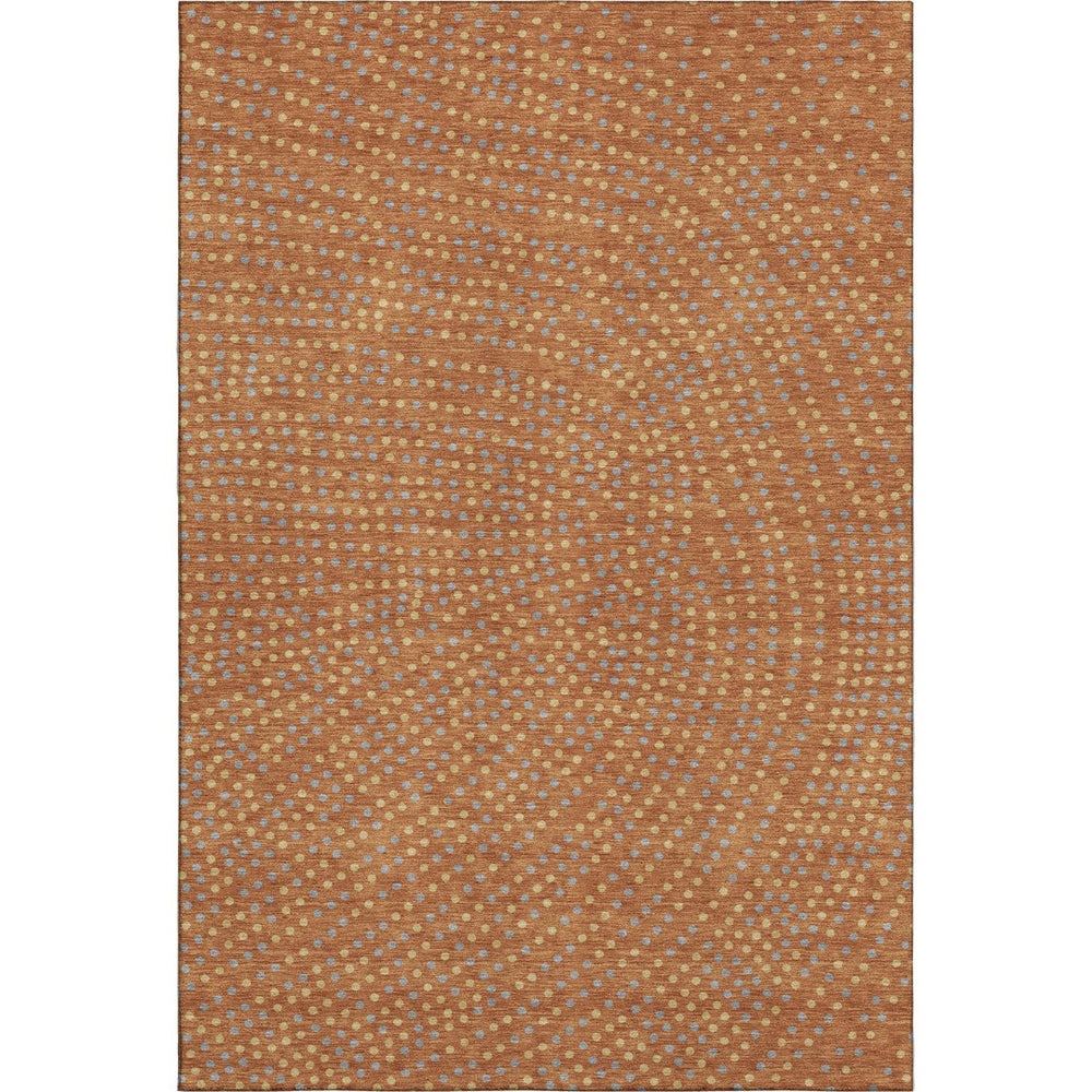 HomeRoots 9' X 12' Washable Area Rug in Rust Copper & Gray Polka Dot - UV Protected, Stain Resistant, Durable 680192