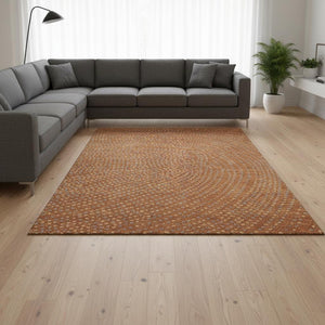 HomeRoots 10' X 14' Washable Rust Copper & Gray Polka Dot Area Rug with UV Protection for Busy Homes 680193