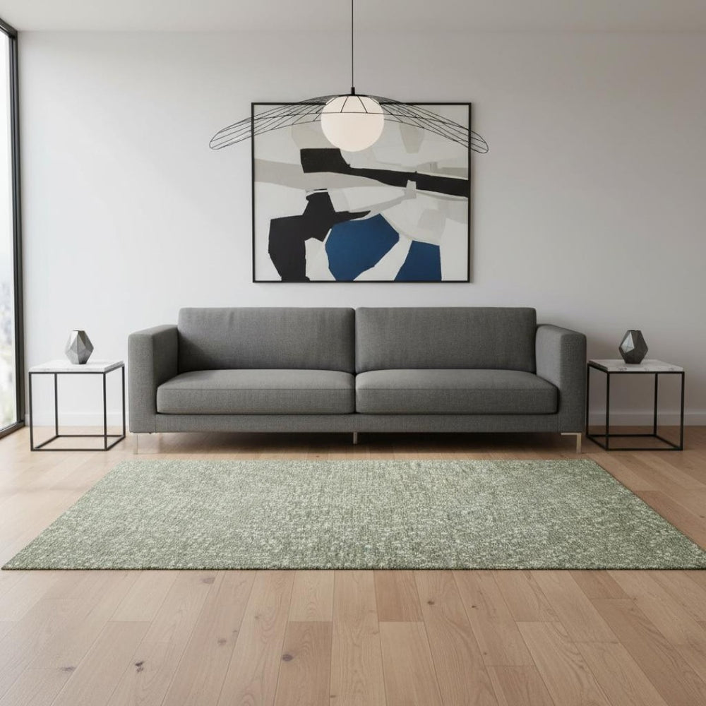 HomeRoots 5' X 8' Sage Ivory Taupe Polka Dot Area Rug - Washable, UV Protected, Perfect for High-Traffic Spaces 680195