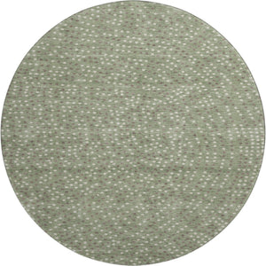 HomeRoots 8' Modern Sage, Ivory & Taupe Polka Dot Washable Round Rug with UV Protection for Easy Living 680196