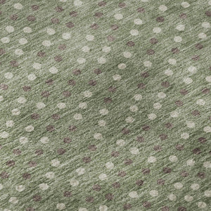 HomeRoots 8' Modern Sage, Ivory & Taupe Polka Dot Washable Round Rug with UV Protection for Easy Living 680196