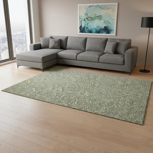 HomeRoots 8' X 10' Sage Polka Dot Area Rug - Washable, UV-Protected, Stylish for Living Rooms & Playrooms 680197