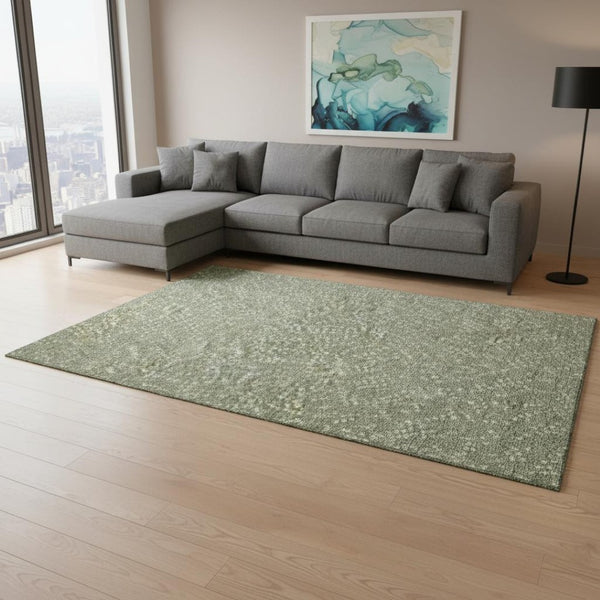 HomeRoots 8' X 10' Sage Polka Dot Area Rug - Washable, UV-Protected, Stylish for Living Rooms & Playrooms 680197