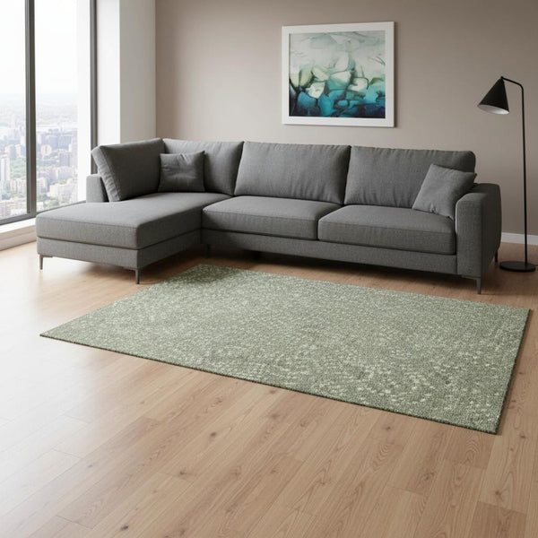 HomeRoots 9' X 12' Sage Ivory Taupe Polka Dot Area Rug - Washable, UV Protected, Soft & Durable for Family Living 680198