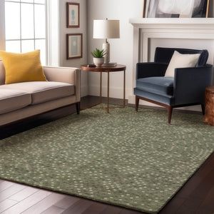 HomeRoots 9' X 12' Sage Ivory Taupe Polka Dot Area Rug - Washable, UV Protected, Soft & Durable for Family Living 680198
