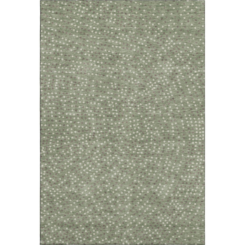 HomeRoots 9' X 12' Sage Ivory Taupe Polka Dot Area Rug - Washable, UV Protected, Soft & Durable for Family Living 680198