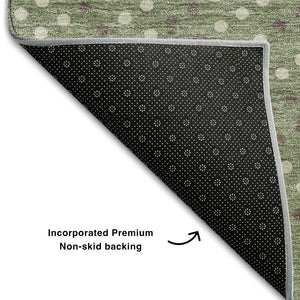 HomeRoots 9' X 12' Sage Ivory Taupe Polka Dot Area Rug - Washable, UV Protected, Soft & Durable for Family Living 680198