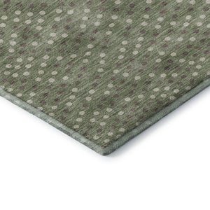 HomeRoots 9' X 12' Sage Ivory Taupe Polka Dot Area Rug - Washable, UV Protected, Soft & Durable for Family Living 680198