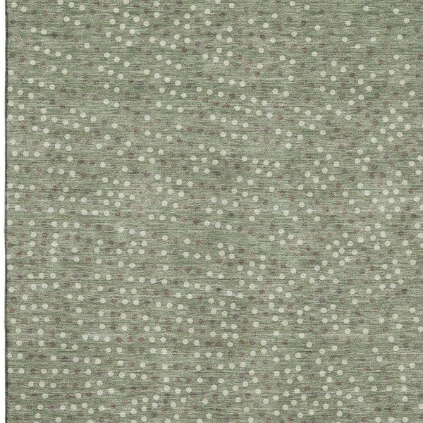 HomeRoots 9' X 12' Sage Ivory Taupe Polka Dot Area Rug - Washable, UV Protected, Soft & Durable for Family Living 680198