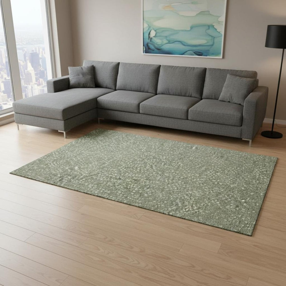 HomeRoots 10' Sage Ivory and Taupe Polka Dot Washable Area Rug – Stylish, Stain-Resistant, UV Protected Decor 680199