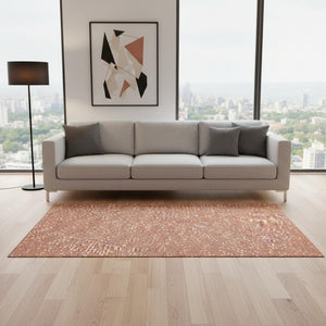 HomeRoots 5' X 8' Salmon Ivory Gray Polka Dot Washable Area Rug - UV Protected, Durable & Stylish Design! 680201