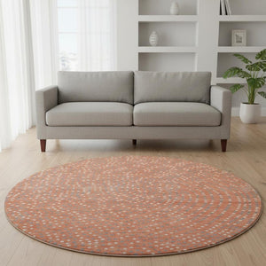 HomeRoots 8' Salmon Polka Dot Round Rug - Washable, UV-Protected, Non-Slip Design for Modern Living Spaces 680202