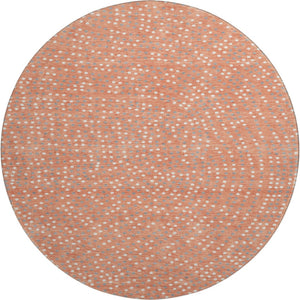HomeRoots 8' Salmon Polka Dot Round Rug - Washable, UV-Protected, Non-Slip Design for Modern Living Spaces 680202