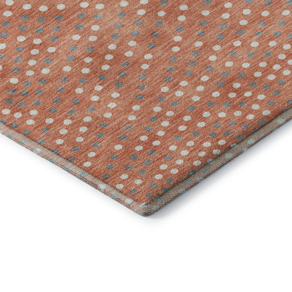 HomeRoots 8' Salmon Polka Dot Round Rug - Washable, UV-Protected, Non-Slip Design for Modern Living Spaces 680202