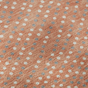 HomeRoots 8' Salmon Polka Dot Round Rug - Washable, UV-Protected, Non-Slip Design for Modern Living Spaces 680202
