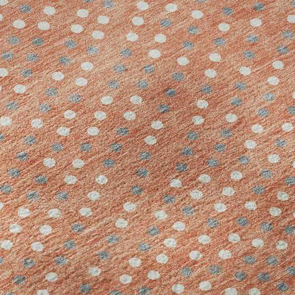 HomeRoots 8' Salmon Polka Dot Round Rug - Washable, UV-Protected, Non-Slip Design for Modern Living Spaces 680202