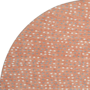 HomeRoots 8' Salmon Polka Dot Round Rug - Washable, UV-Protected, Non-Slip Design for Modern Living Spaces 680202