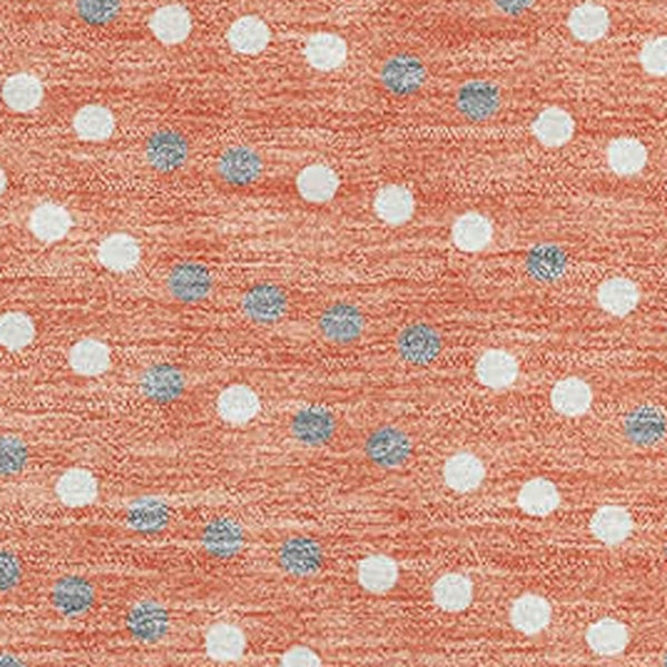 HomeRoots 8' X 10' Stylish Salmon Ivory Gray Polka Dot Washable Area Rug with UV Protection for Homes 680203