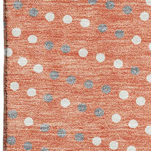 HomeRoots 10' X 14' Salmon Ivory Gray Polka Dot Washable Area Rug with UV Protection for Stylish Living Spaces 680205